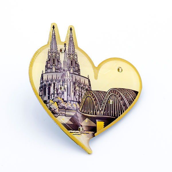 Blinky Herz mit Dom & Hohenzollernbrücke gold