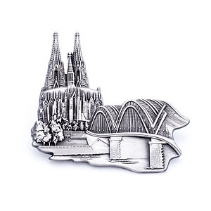 3D-Magnet Dom & Hohenzollernbrücke antik silber