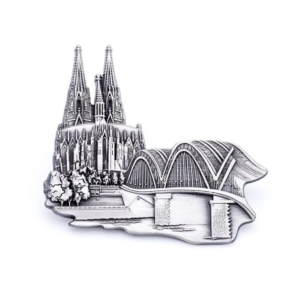 3D-Pin Dom & Hohenzollernbrücke antik silber
