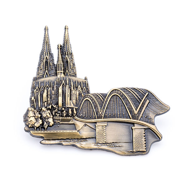 3D-Pin Dom & Hohenzollernbrücke antik gold